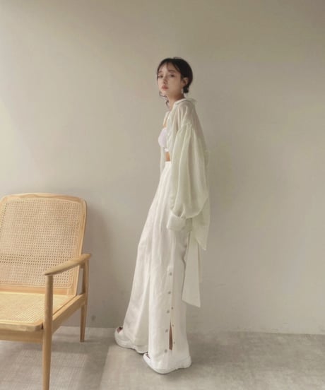 バックリボンサイドスリットパンツ /Back Ribbon Side Slit Pants