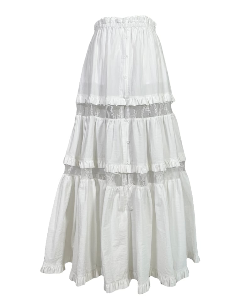 Milk］フロントオープンレースティアードスカート / Front Open Lace Ti