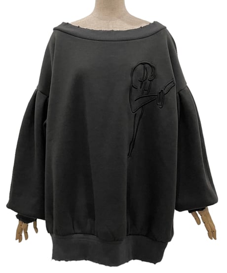 ロゴ刺繍フリーレングス ルーズダメージスウェット / Logo Embroidery Free Length Loose Damage Sweat
