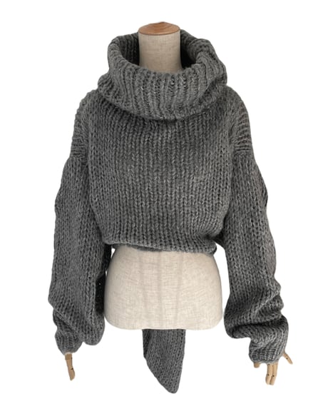 バックリボンローゲージニット /Back Ribbon Low Gauge Knit