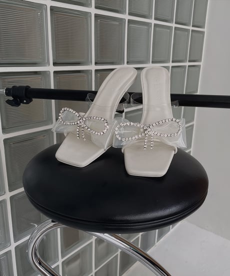 Bijou Ribbon Clear Mules /ビジューリボンクリアミュール