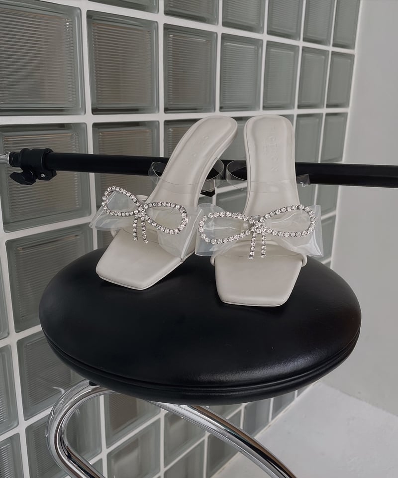 Bijou Ribbon Clear Mules /ビジューリボンクリアミュール | FICT
