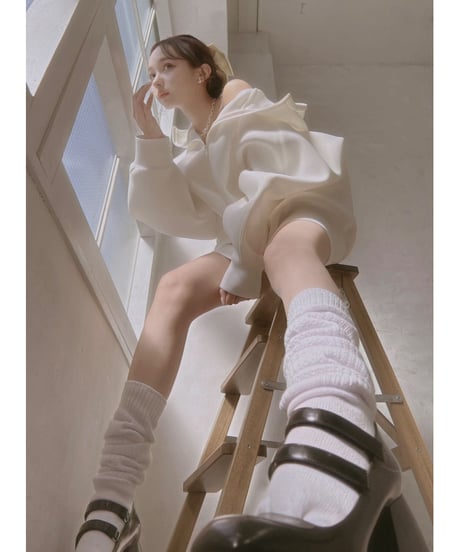 fiction tokyo バックリボンローゲージニット バックリボンローゲージニット /Back Ribbon Low Gauge Knit | FI