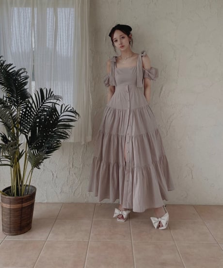 ショルダーリボンサマーロングドレス / Shoulder Ribbon Summer Long Dress
