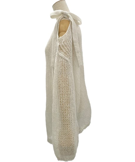 【BabyPink】ショルダーリボンモヘアニット/Shoulder Ribbon Mohair Knit