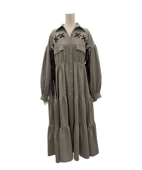 レースアップミリタリーガウンワンピース / LACE UP Military Gown One-Piece