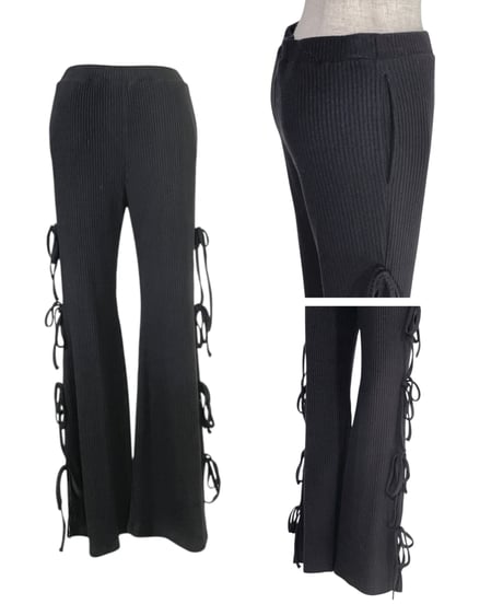 サイドリボンリブフレアパンツ /Side Ribbon Rib Flare Pants
