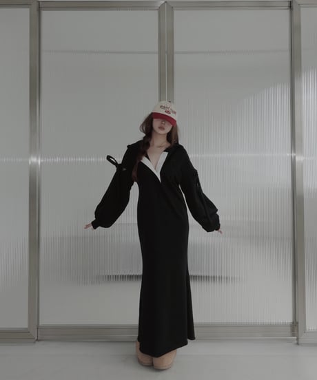 ラガースウェットフードワンピース/Rugger Collar Sweat Hoodie Dress
