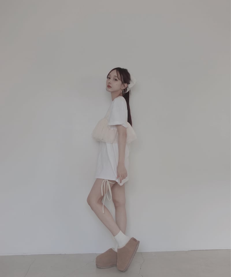 Y's チュールコラージュチェックプリントBIG T オーバーサイズ