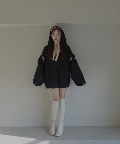 レースアップビッグシルエットフーディ/Race-up Oversized Hoodie
