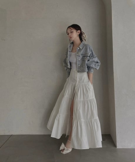 バックリボンティアードスカート /Back Ribbo Tiered Skirt