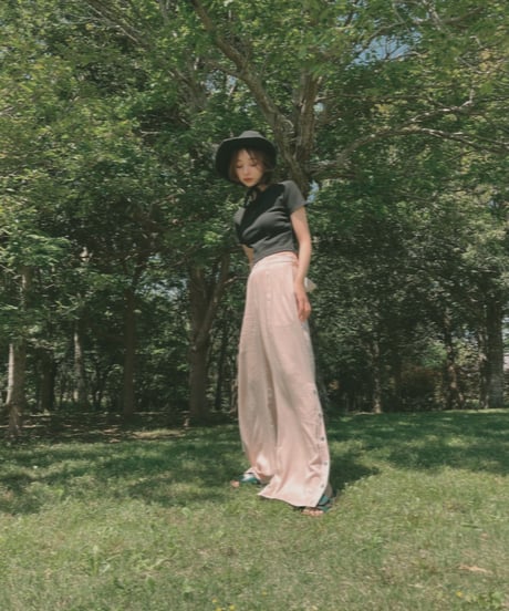 バックリボンサイドスリットパンツ　Back Ribbon Side Slit Pants