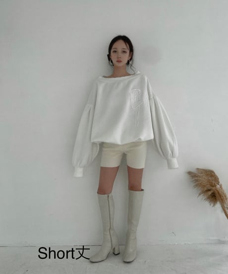 ロゴ刺繍フリーレングス ルーズダメージスウェット / Logo Embroidery Free Length Loose Damage Sweat