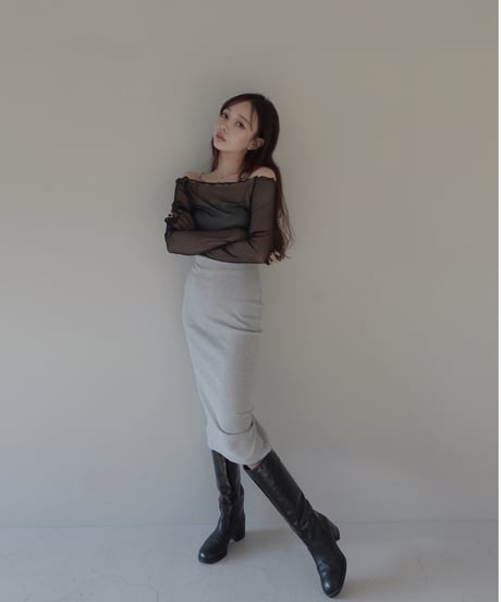 【Basic Collection】リブキャミソールスリットワンピース-Long- /Rib Camisole Slit One-Piece