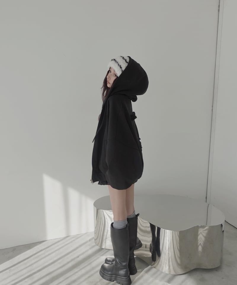Black】ハートジップアップフーディー /Heart Zip-up Hoodie | FI