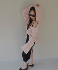 レースアップクロップドフーディ /Race-up Cropped Hoodie