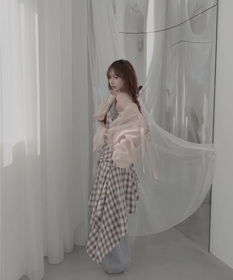 【Sheer Peach】サイドカットフードシャツ/Side Cutting Hooded Shirts