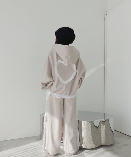 【PinkBeige】ハートジップアップフーディー /Heart Zip-up Hoodie