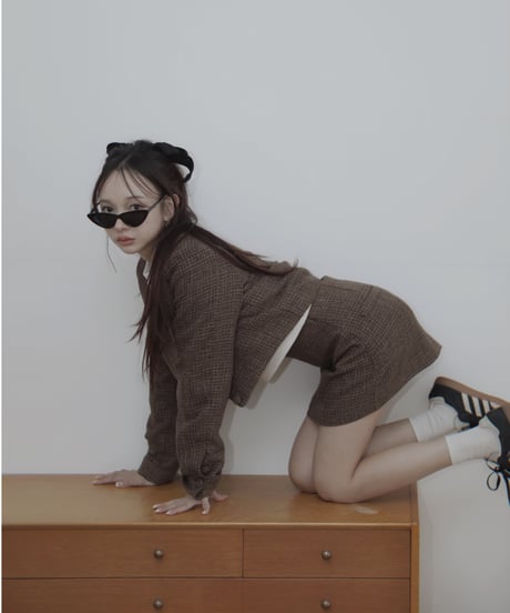 ［Brown］ツイードスカート / Tweed Skirt