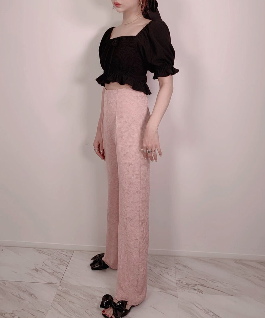 パフスリーブシャーリングトップス Puff Sleeve Shirring Tops