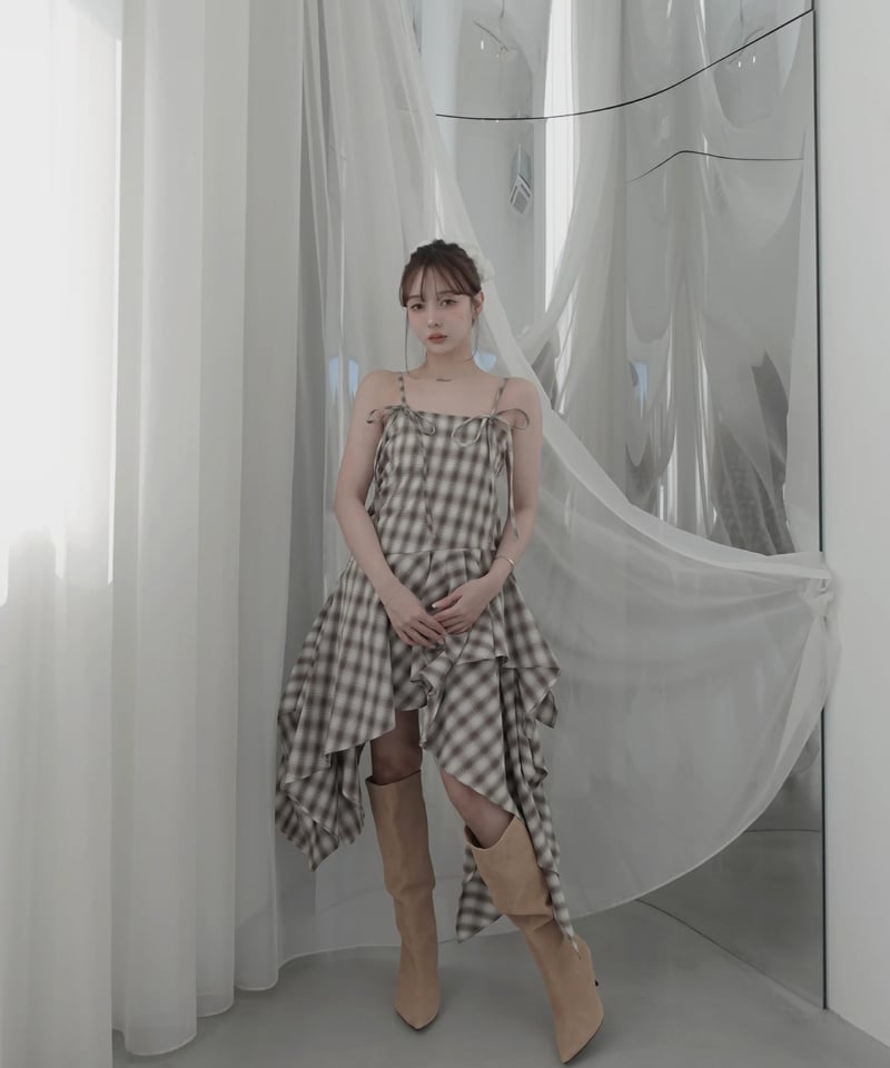 Mocha】レイヤードチェックワンピース / Layered Check Dress | F