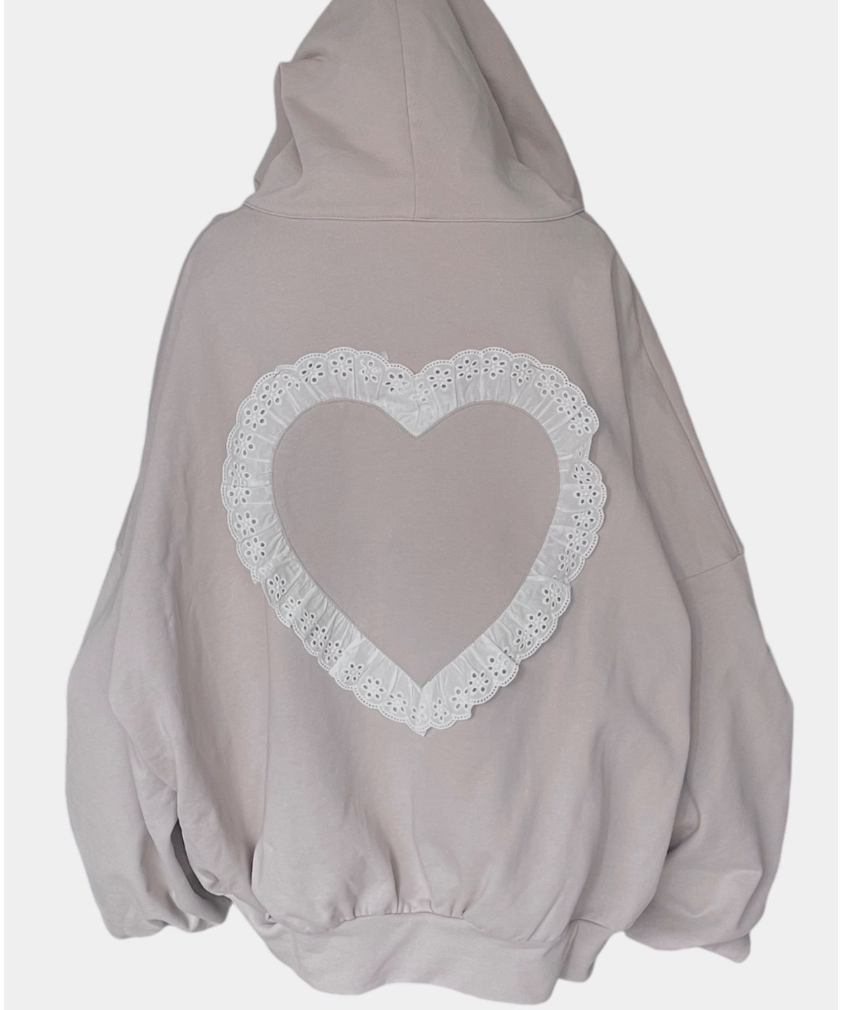 PinkBeige】ハートジップアップフーディー /Heart Zip-up Hoodie