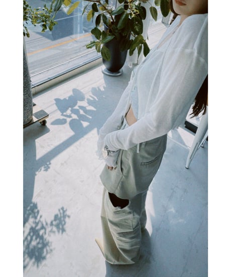 フリルヘムクロップドシアーカーディガン (ベアトップセット)/Frill Hem Cropped Sheer Cardigan(+Bare Top))
