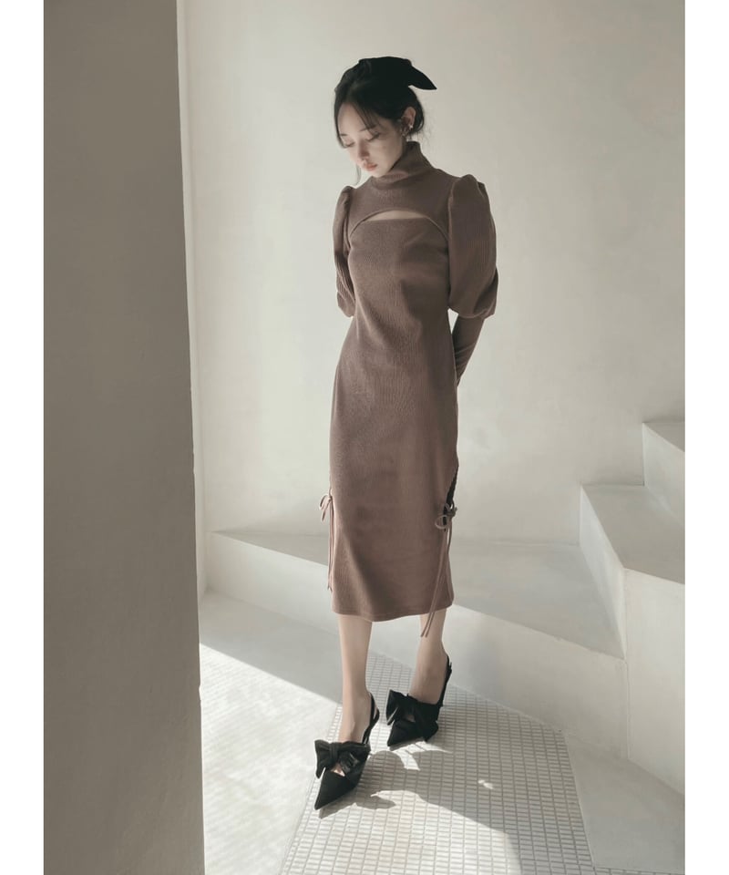 【FictionTokyo】ボリュームスリーブセパレートフレアワンピ 美品 FictionTokyo】ボリュームスリーブセパレートフレアワンピ 美品