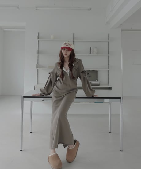 ラガースウェットフードワンピース/Rugger Collar Sweat Hoodie Dress