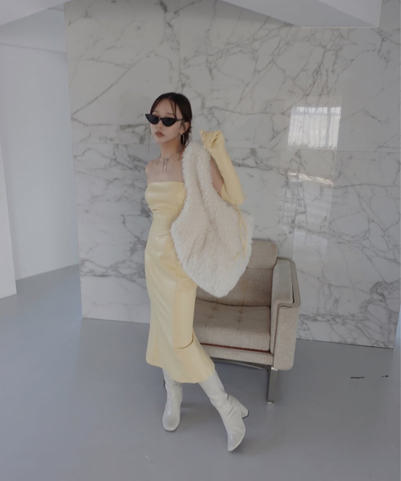 レザーベアワンピース(+グローブ) /FauxLeather Bare One-Piece(+