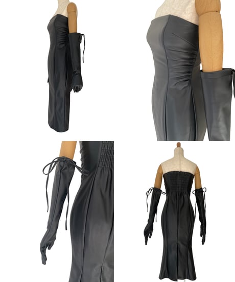 レザーベアワンピース(+グローブ) /FauxLeather Bare One-Piece(+Glove)