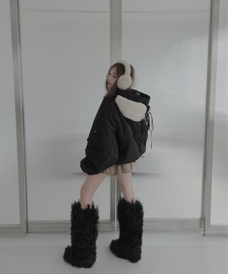 フーデッドナイロンボンバージャケット / Hooded Nylon Bomber Jacket