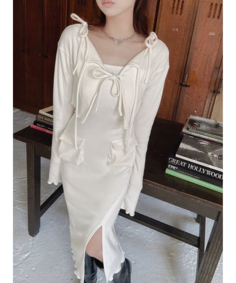 2サイドポケット バックオープンスリットニットワンピース / 2Pockets Back Open Slit Knit One-Piece
