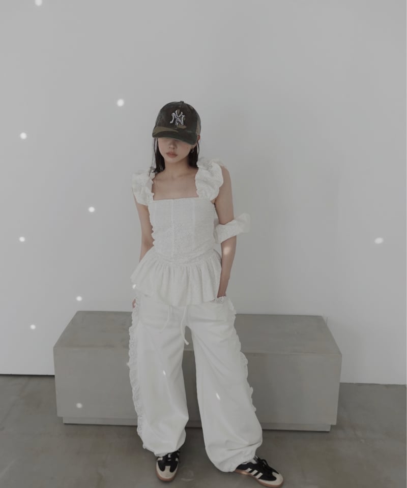 fiction tokyo コットンレーストップ+ビッグシュシュ Black】コットンレーストップ(+ビッグシュシュ）/ CottonLace