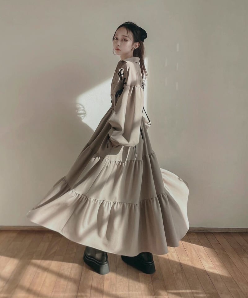 レースアップミリタリーガウンワンピース / LACE UP Military Gown One 