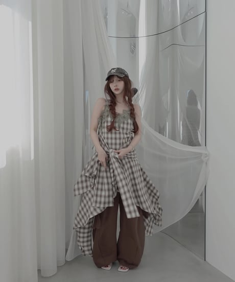 【Mocha】レイヤードチェックワンピース / Layered Check Dress