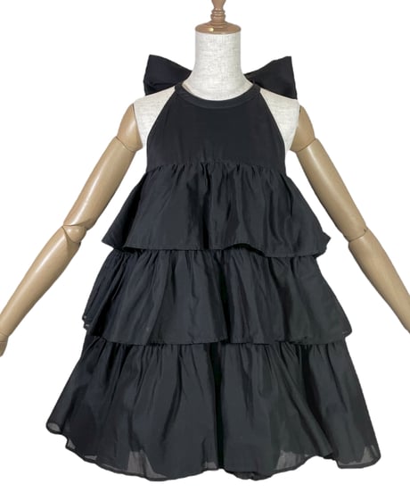 【Black】ティアードバルーンチュニックワンピース / Tiered Balloon Tunic One-Piece