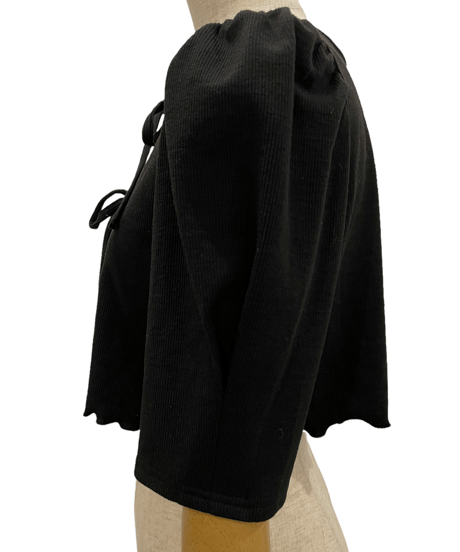 フリルヘムクロップドリボンカーディガン /Frill Hem Cropped Ribbon Cardigan
