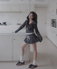 【DarkGray】レイヤードプリーツスカート /Layered Pleats Skirt