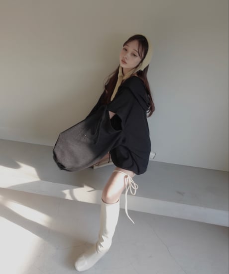 レースアップビッグシルエットフーディ/Race-up Oversized Hoodie
