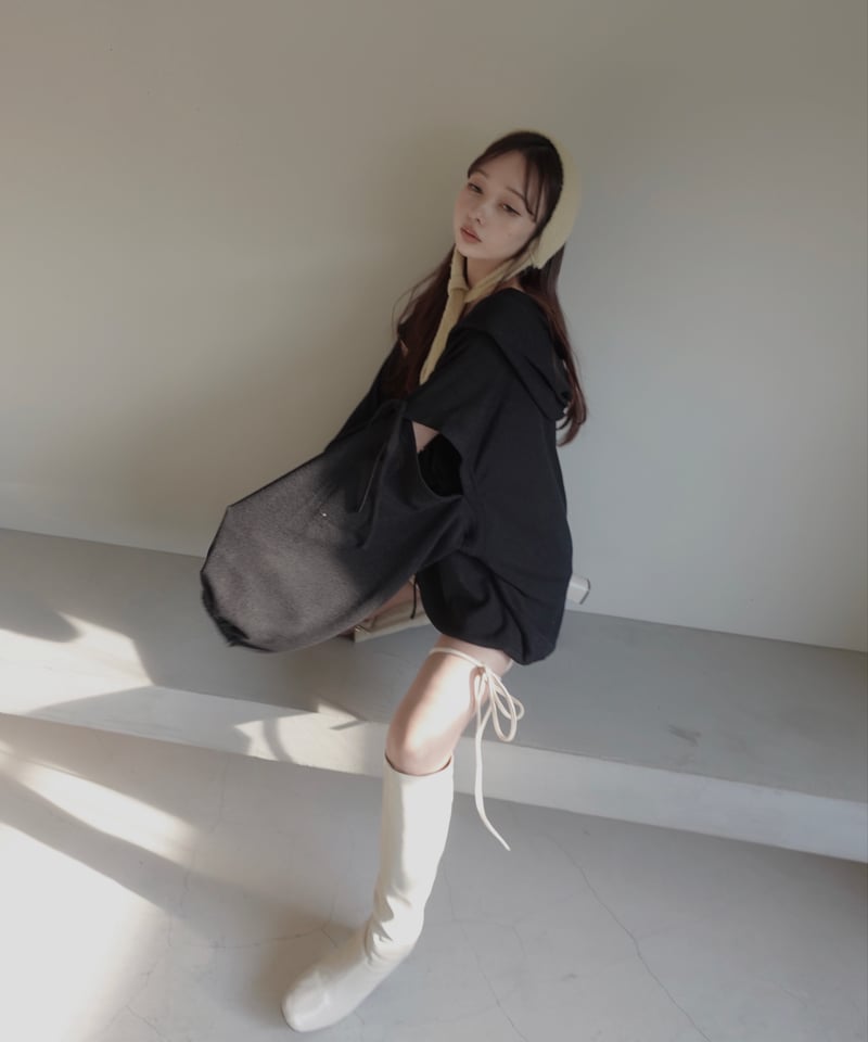 レースアップビッグシルエットフーディ/Race-up Oversized