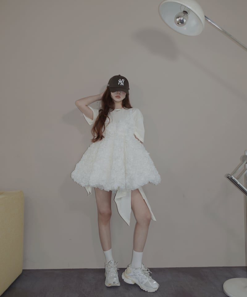 【ベル様専】Bloom Petal Tunic Dress milk Milk】ブルームペタルチュニックドレス / Bloom Petal Tunic Dress