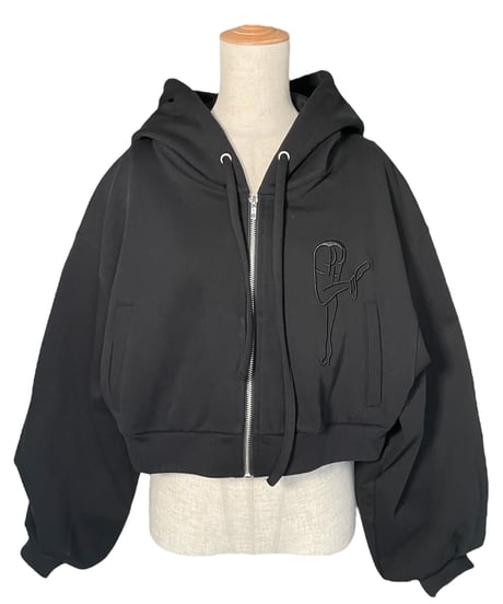 【Black】ハートジップアップフーディー /Heart Zip-up Hoodie