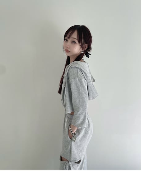 パイルクロップドフードカーディガン /Pile Cropped Hood Cardigan