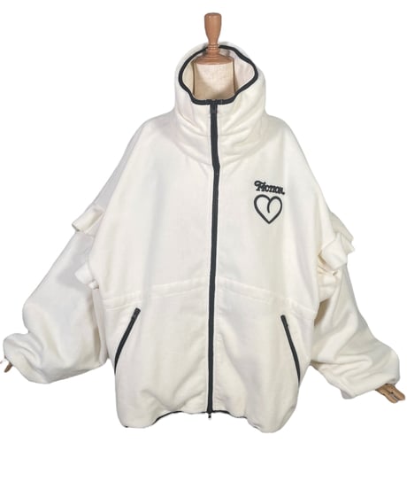 【Gray】ダブルジップフリルフリース /Double Zip Frill Fleece