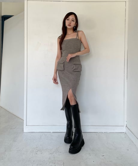 2サイドポケット バックオープンスリットニットワンピース / 2Pockets Back Open Slit Knit One-Piece