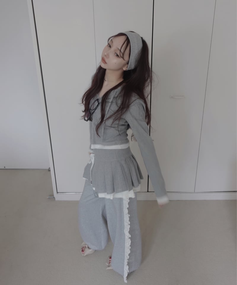 LightGray】レイヤードプリーツスカート/Layered Pleats Skirt |