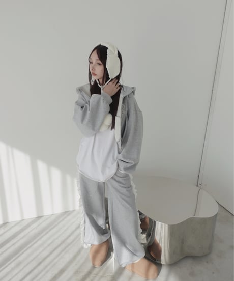 【Gray】ハートジップアップフーディー /Heart Zip-up Hoodie