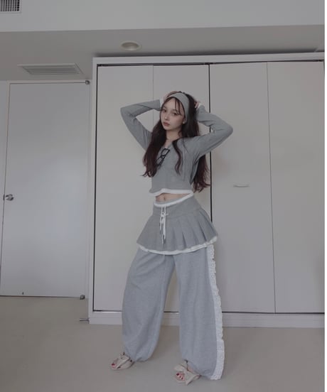 【LightGray】レイヤードプリーツスカート/Layered Pleats Skirt