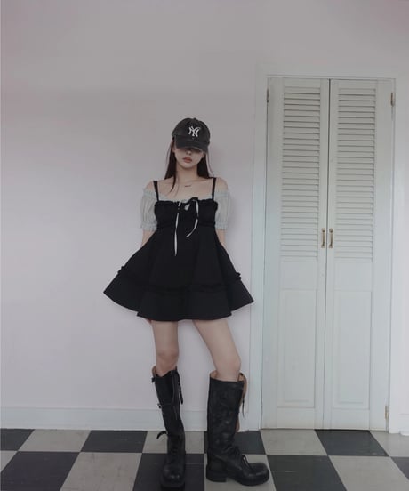 ［Black］キャミソールチュニックドレス /Camisole Tunic Dress